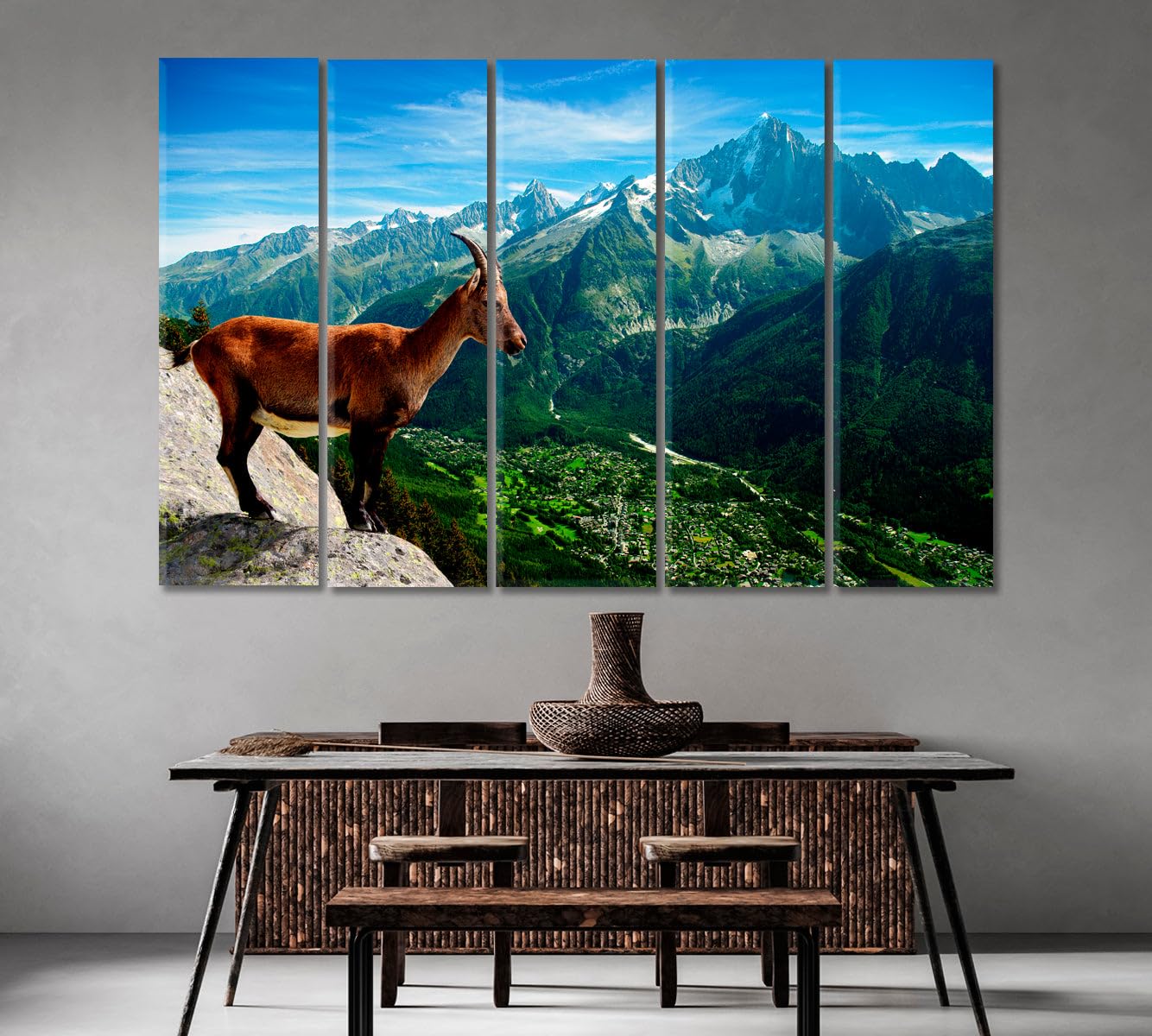 Mountain Goat Looks at Landscape Canvas Print 5 Panels / 36x24 inches