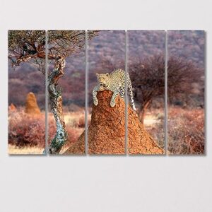 Leopard on a Termite Hill Namibia Africa Canvas Print 1 Panel / 36x24 inches