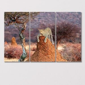 Leopard on a Termite Hill Namibia Africa Canvas Print 1 Panel / 36x24 inches