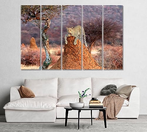 Leopard on a Termite Hill Namibia Africa Canvas Print 1 Panel / 36x24 inches