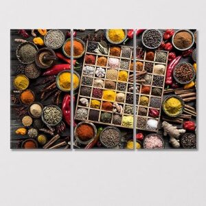 Variety of Spices and Herbs Canvas Print 5 Panels / 36x24 inches