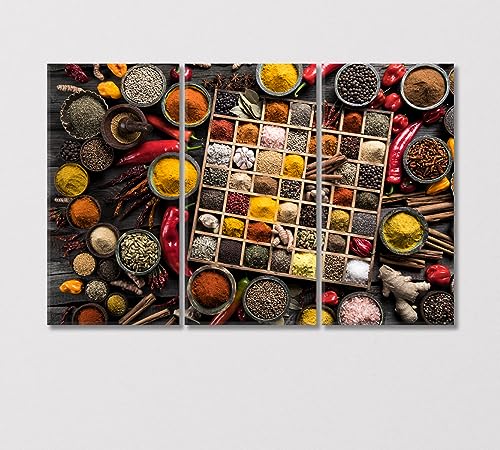 Variety of Spices and Herbs Canvas Print 5 Panels / 36x24 inches