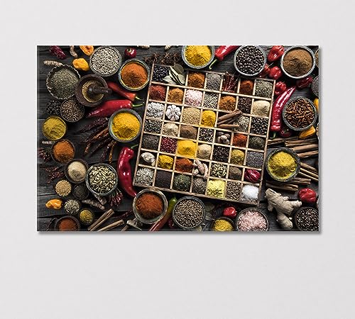 Variety of Spices and Herbs Canvas Print 5 Panels / 36x24 inches