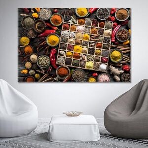 Variety of Spices and Herbs Canvas Print 5 Panels / 36x24 inches