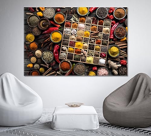 Variety of Spices and Herbs Canvas Print 5 Panels / 36x24 inches