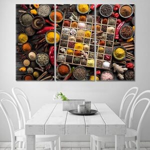 Variety of Spices and Herbs Canvas Print 5 Panels / 36x24 inches