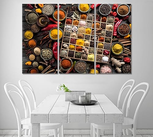 Variety of Spices and Herbs Canvas Print 5 Panels / 36x24 inches