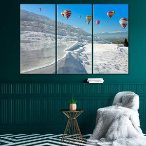 Balloons Over the Thermal Springs of Pamukkale Canvas Print 1 Panel / 36x24 inches