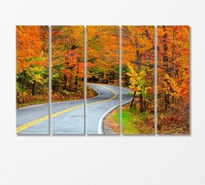 road to vermouth usa autumn landscape canvas print 5 panels / 36x24 inches