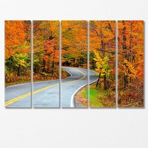 Road to Vermouth USA Autumn Landscape Canvas Print 5 Panels / 36x24 inches