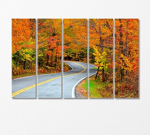 Road to Vermouth USA Autumn Landscape Canvas Print 5 Panels / 36x24 inches