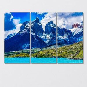 Three Granite Mountains in Torres del Paine National Park Patagonia Canvas Print 3 Panels / 36x24 inches