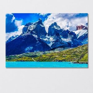 Three Granite Mountains in Torres del Paine National Park Patagonia Canvas Print 3 Panels / 36x24 inches