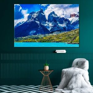 Three Granite Mountains in Torres del Paine National Park Patagonia Canvas Print 3 Panels / 36x24 inches