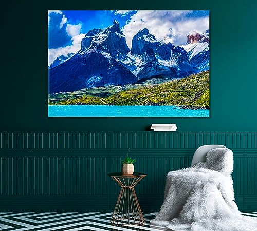 Three Granite Mountains in Torres del Paine National Park Patagonia Canvas Print 3 Panels / 36x24 inches