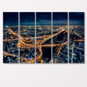 Bangkok Cityscape at Night Thailand Canvas Print 1 Panel / 36x24 inches