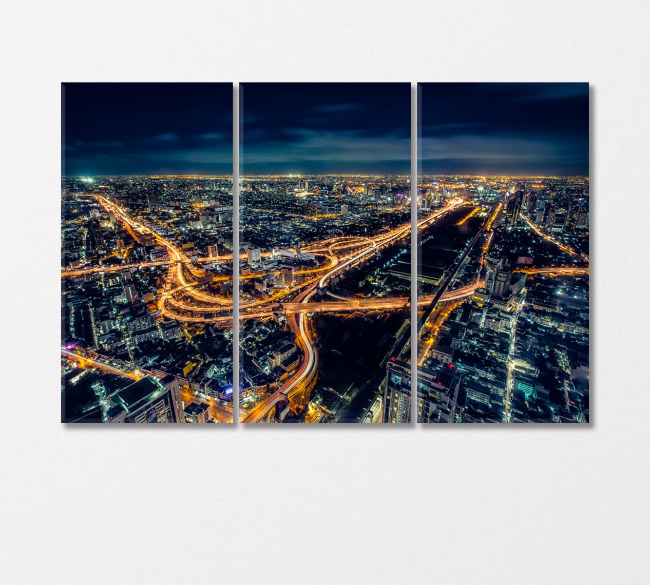 Bangkok Cityscape at Night Thailand Canvas Print 1 Panel / 36x24 inches