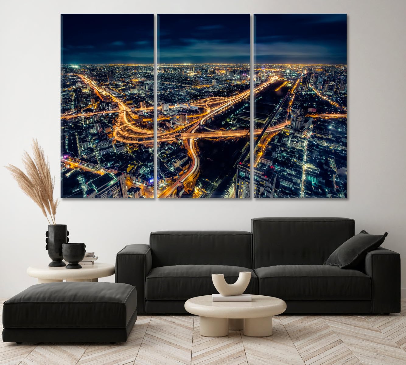 Bangkok Cityscape at Night Thailand Canvas Print 1 Panel / 36x24 inches