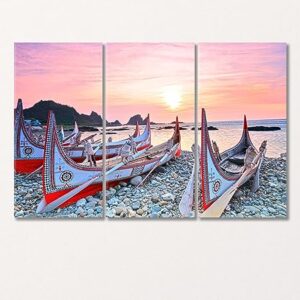 Canoe on the Sea Coast Thailand Canvas Print 3 Panels / 36x24 inches