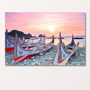 Canoe on the Sea Coast Thailand Canvas Print 3 Panels / 36x24 inches