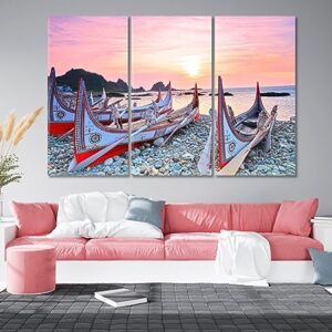 Canoe on the Sea Coast Thailand Canvas Print 3 Panels / 36x24 inches