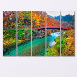 Shinkyo Bridge in Autumn Season Japan Canvas Print 5 Panels / 36x24 inches