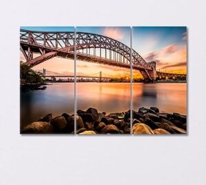 triborough bridge at sunset new york canvas print 3 panels / 36x24 inches