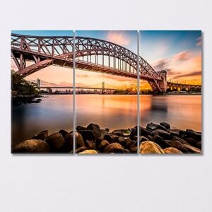 Triborough Bridge at Sunset New York Canvas Print 3 Panels / 36x24 inches