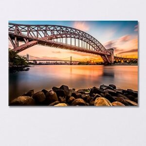 Triborough Bridge at Sunset New York Canvas Print 3 Panels / 36x24 inches