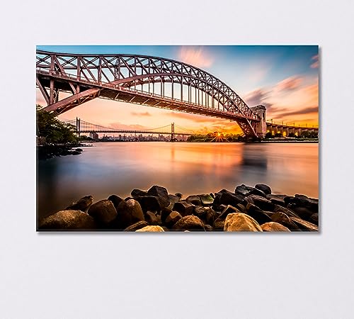 Triborough Bridge at Sunset New York Canvas Print 3 Panels / 36x24 inches