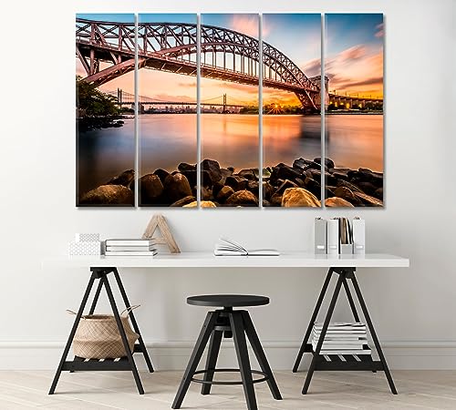 Triborough Bridge at Sunset New York Canvas Print 3 Panels / 36x24 inches