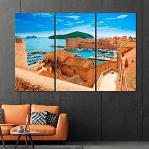 Dubrovnik Seaport Croatia Canvas Print 3 Panels / 36x24 inches