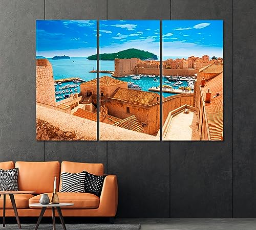 Dubrovnik Seaport Croatia Canvas Print 3 Panels / 36x24 inches