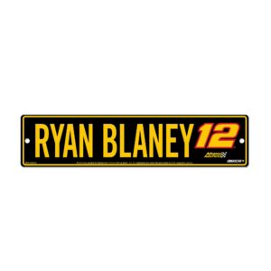 rico industries nascar racing ryan blaney #12 black 4" x 17" plastic street sign