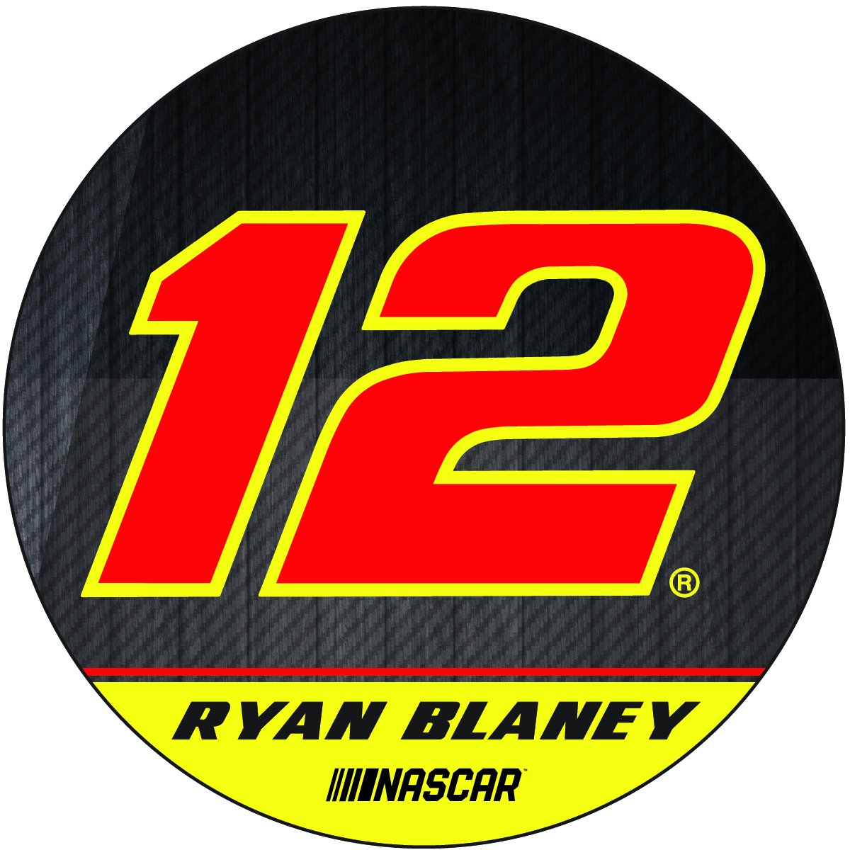 R and R Imports Ryan Blaney Number 12 Nascar 4 Inch Round Decal