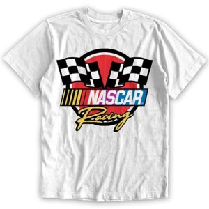 NASCAR Checkered Racing Flag Men's and Women's Short Sleeve T-Shirt (White, Large)