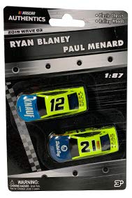 nascar authentics ryan blaney paul menard 1:87 two-pack 2019 wave 3