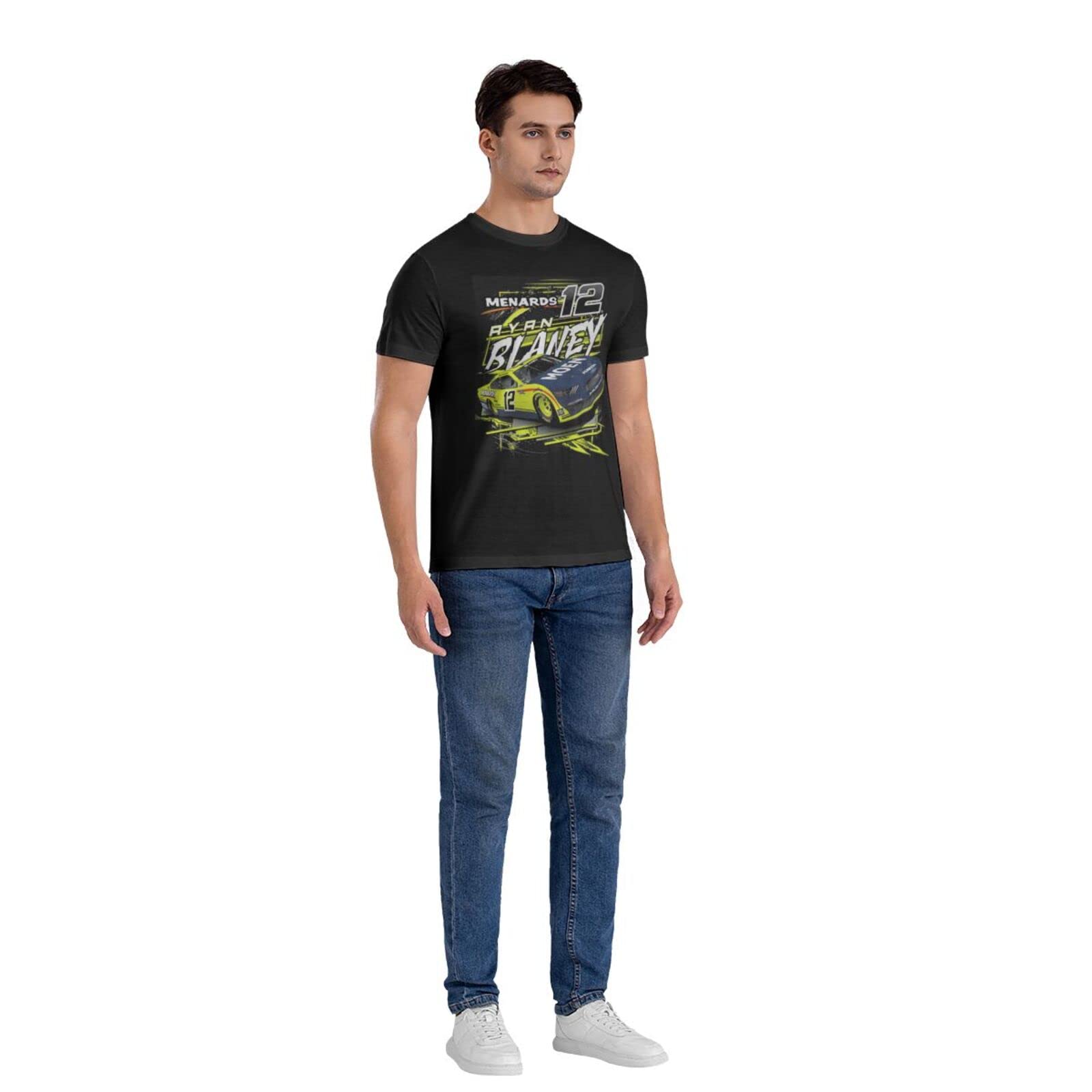 Ryan Blaney 12 Men's T-Shirt Crewneck T-Shirt Printing Performance Classic Short Sleeve Black