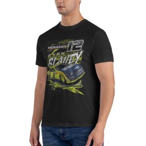 Ryan Blaney 12 Men's T-Shirt Crewneck T-Shirt Printing Performance Classic Short Sleeve Black