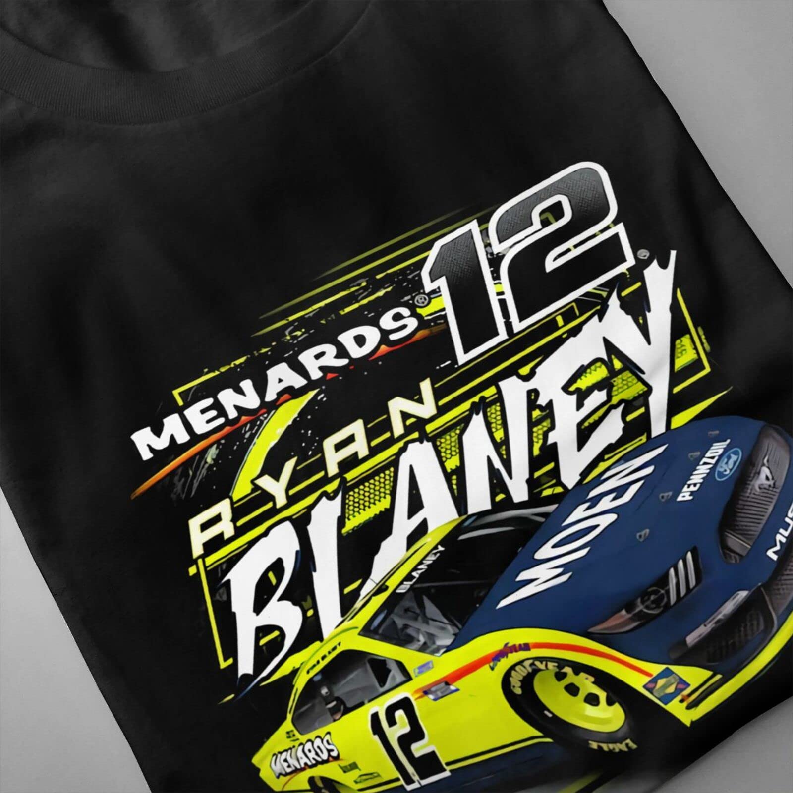 Ryan Blaney 12 Men's T-Shirt Crewneck T-Shirt Printing Performance Classic Short Sleeve Black