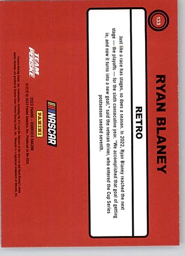 2023 Donruss Silver Racing #133 Ryan Blaney Retro 1990 Official NASCAR Racing Trading Card in Raw (NM or Better) Condition