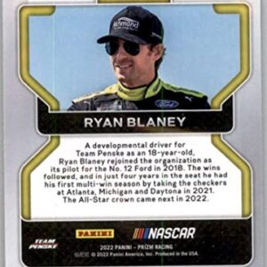 2022 Panini Prizm Profiles Racing #79 Ryan Blaney Profiles Official NASCAR Trading Card in Raw (NM or Better) Condition