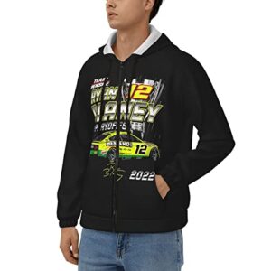 ASFRSH Ryan Blaney 12 Hoodies Zip Up Sweatshirts Thick Coats Hooded Jacket Hoodie Unisex Print Coat Jacket