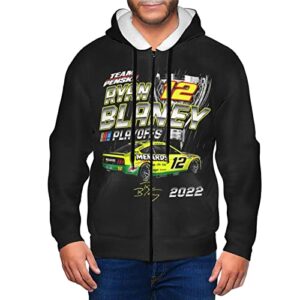 ASFRSH Ryan Blaney 12 Hoodies Zip Up Sweatshirts Thick Coats Hooded Jacket Hoodie Unisex Print Coat Jacket