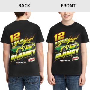 ASFRSH Ryan Blaney 12 Shirt for Teen Girl & Boy Printing Short Sleeve Tee Athletic Classic Shirt Crewneck T-Shirt