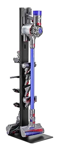 Mount Plus HAB2-S Premier Aluminum Storage Stand Made for Dyson V15 V12 V11 V10 V8 V7 V6 Cordless Stick Vacuum Cleaner | Stable Metal Storage Bracket Organizer Rack with 8 Hooks