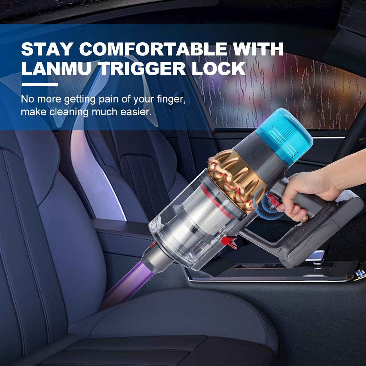 LANMU Trigger Lock Compatible with Dyson V6 V7 V8 V10 V11 V15 Detect Absolute Animal Motorhead Vacuum Cleaner, Power Button Attachments, Free Your Finger (Not for Outsize)