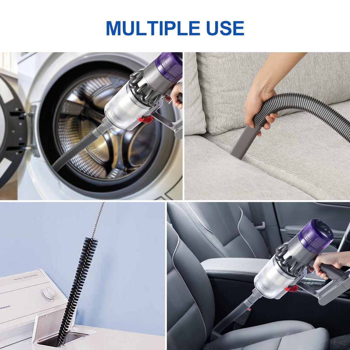 LANMU Dryer Vent Cleaner Kit Compatible with Dyson V15 V11 V10 V8 V7 V6 Outsize Vacuum Cleaner, Vacuum Attachments Hose Adapter Lint Brush Remover for Deep Cleaning