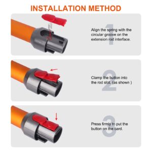 2 Pack Cleaner Head Clip Latch Tab Button Replacement for Dyson V7 V8 V10 V11 V15 Vacuum Cleaner Extension Wand Clip Button, Wand Tube/Illumination Tool Button with Spring