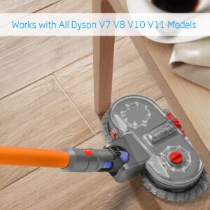 DrRobor Electric Mop Head Attachment for Dyson V15 V11 V10 V8 V7 Vacuum Cleaner with Removable Water Tank, 12 Washable Mop Pads